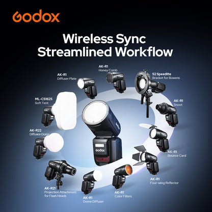 Godox V100 V100-O for Olympus TTL リチウムイオン ラウンドヘッド フラッシュ 100W リサイクルタイム1.7秒 400回フルパワー 2.4G 【日本語説明書/技適マーク】