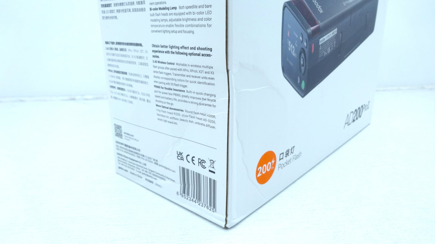 【アウトレット品】Godox AD200Pro II AD200ProII AD200 後継機 200Ws TTL カラースクリーン ワンタップ同期 16色グループインジケーター バイカラーモデリングランプ 1/1-1/512 フルパワー500回