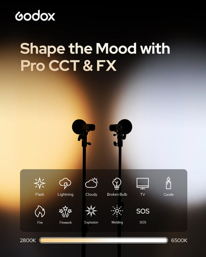 Godox FL15Bi Biカラー LED 小型ビデオフラッシュライト IP54防滴 USB-C充電