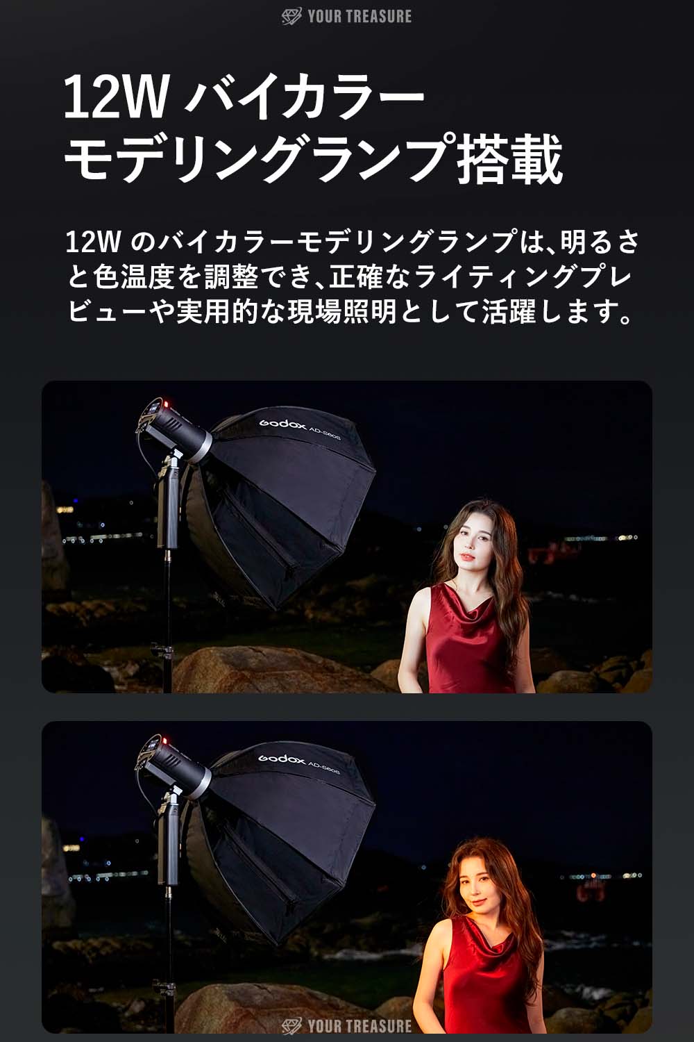Godox AD300ProII 300W 2800-6000K 12W Biカラーランプ HSS 2.4G フラッシュ ストロボ ライト
