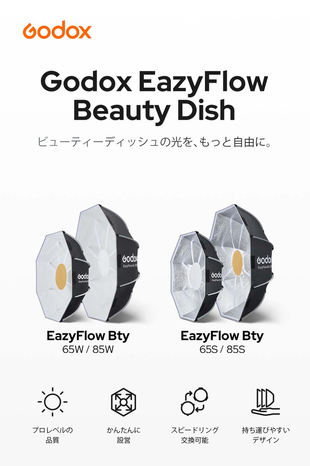 Godox EazyFlow Beauty Dish シリーズ 折りたたみ式 ビューティーディッシュ ソフトボックス Bowensマウント【65cm】