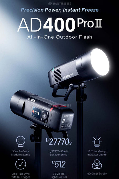 Godox AD400ProII AD400Pro-II 400W GN72 TTL 1/8000 HSS 2.4G フラッシュ ストロボ ライト