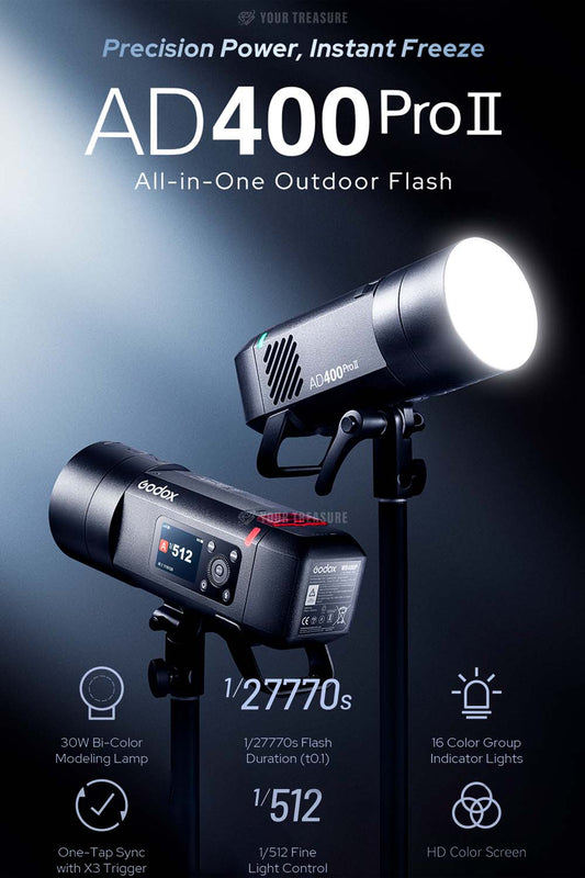 Godox AD400ProII AD400Pro-II 400W GN72 TTL 1/8000 HSS 2.4G フラッシュ ストロボ ライト