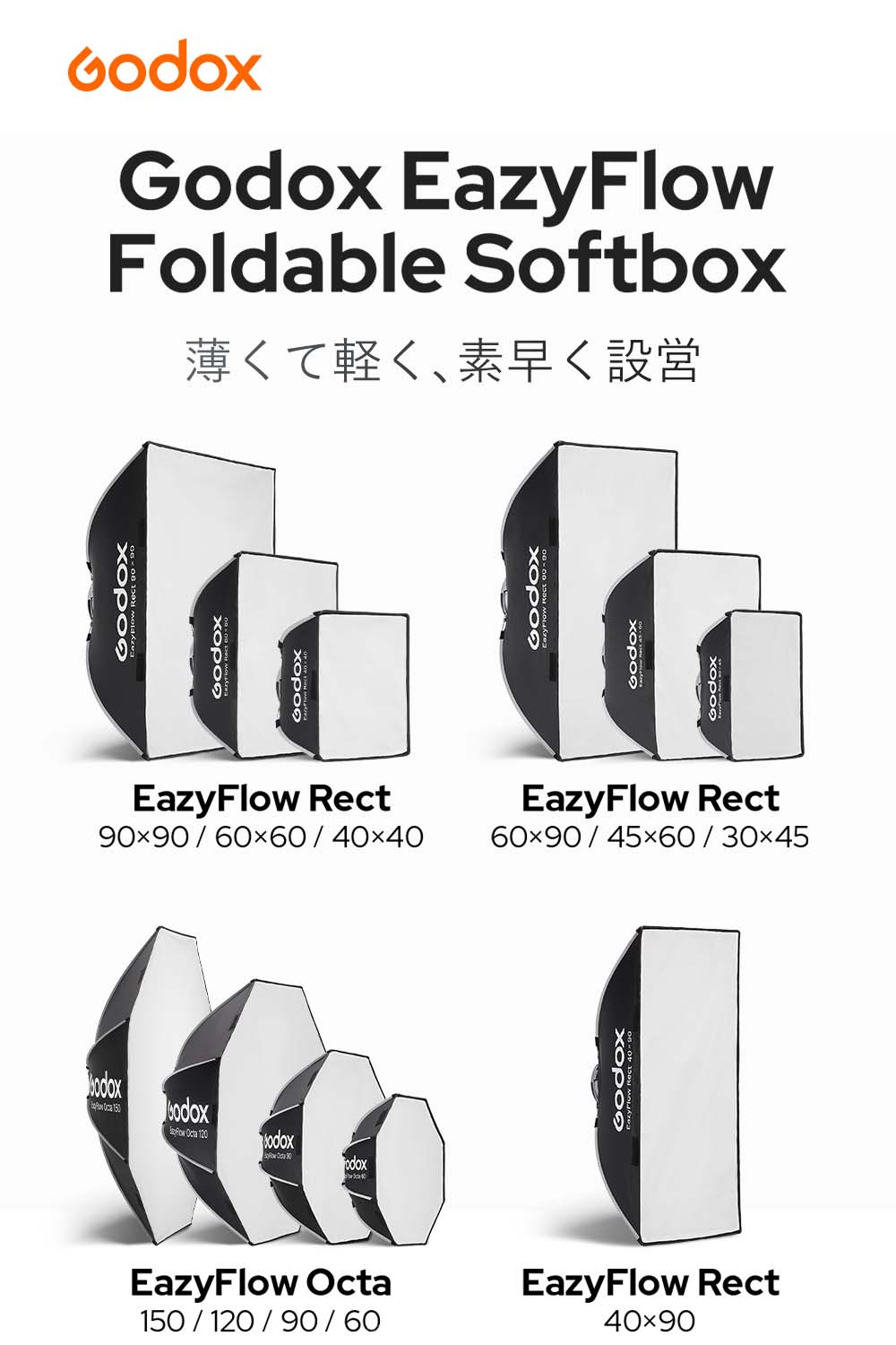 Godox EazyFlowシリーズ 折りたたみ式 ソフトボックス Bowensマウント