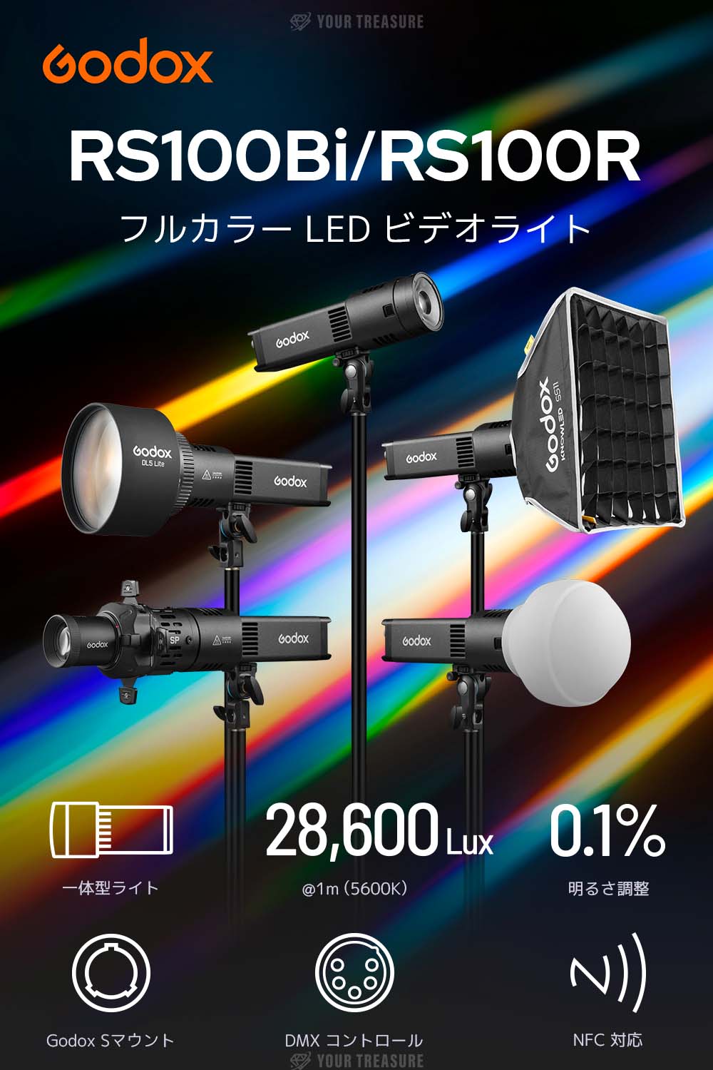 Godox RS100R LEDビデオライト RGB フルカラー バッテリー内蔵 – ユア