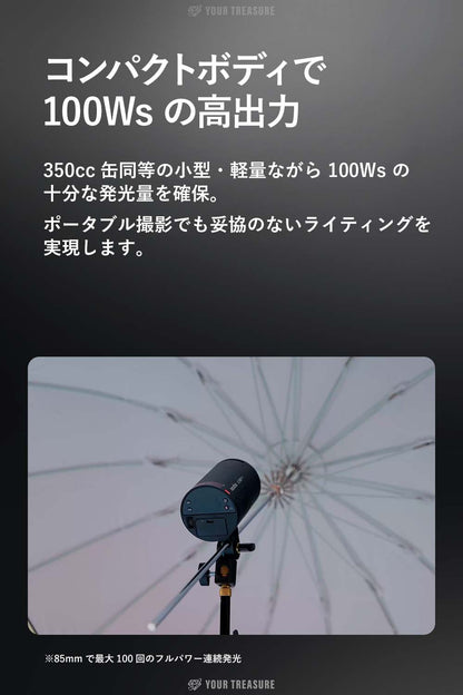 Godox AD100ProII 100Ws ラウンドヘッドモノライト フル発光490回 16カラーGR表示 5WLEDモデリングランプ TTL 1/8000s HSS 2.4G フラッシュ ストロボ ライト カラースクリーン