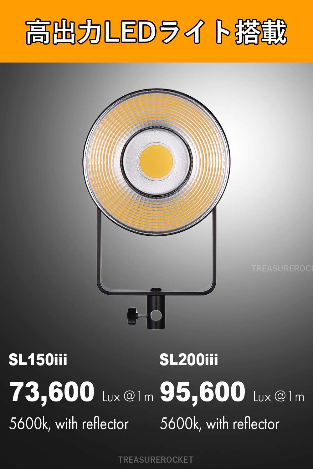 Godox SL150III 160W 73600lux 定常光LEDライト ビデオライト Bowensマウント サイレントモード 5600±200K