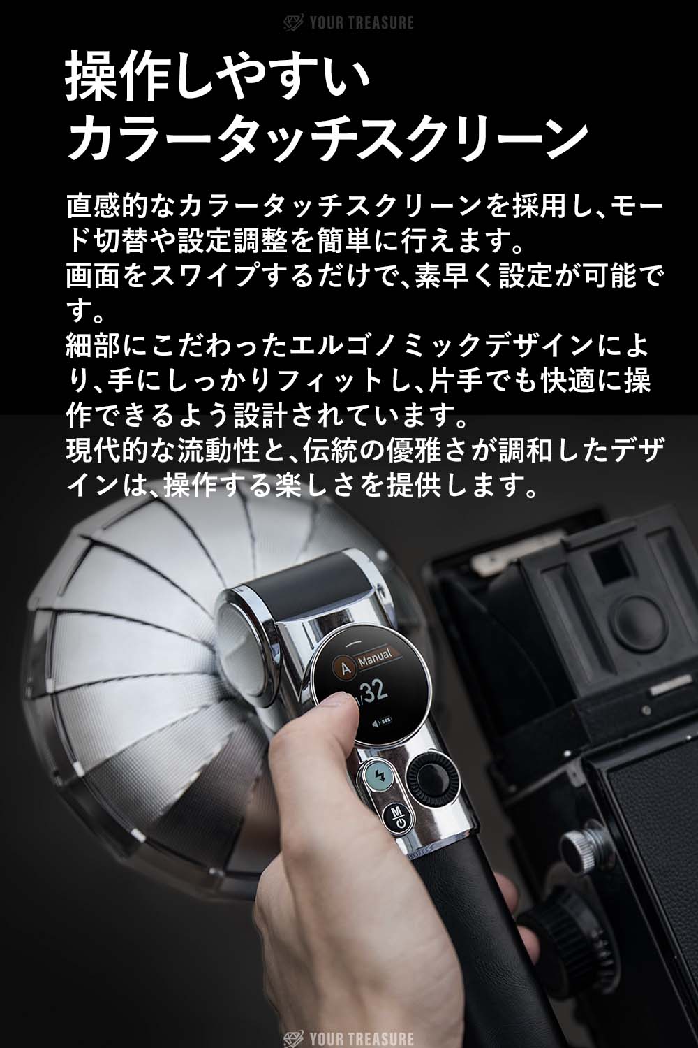 Godox Lux Master レトロカメラフラッシュ TTL タッチスクリーン 6000±300K GN25 色温度 type-C 460回フルパワー S1/S2 光制御 type-C