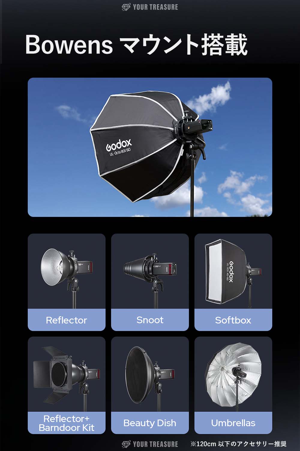 Godox S3ブラケット Bowens ボーエンズマウント 軽量 折り畳み 角度調整可能 AD100Pro AD300Pro V100 V860III対応