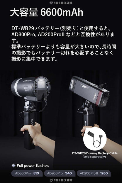 Godox BG02 バッテリーグリップ 14.4V 6600mAh 95.04Wh 1/4インターフェース 160度 DT-WB29セット