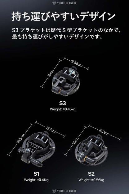Godox S3ブラケット Bowens ボーエンズマウント 軽量 折り畳み 角度調整可能 AD100Pro AD300Pro V100 V860III対応