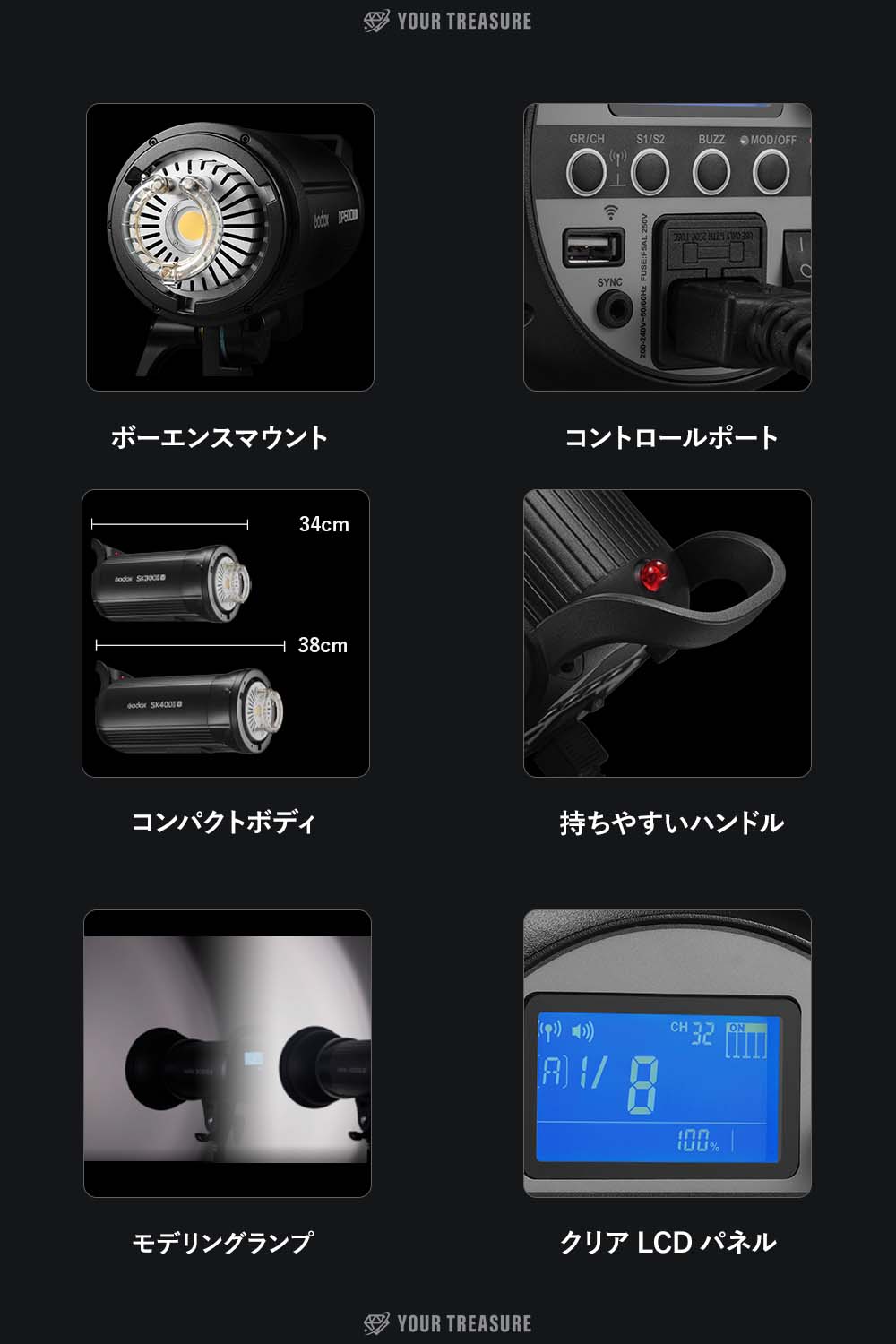 Godox SK400II-V SK400IIV スタジオフラッシュ 400Ws GN65 10W