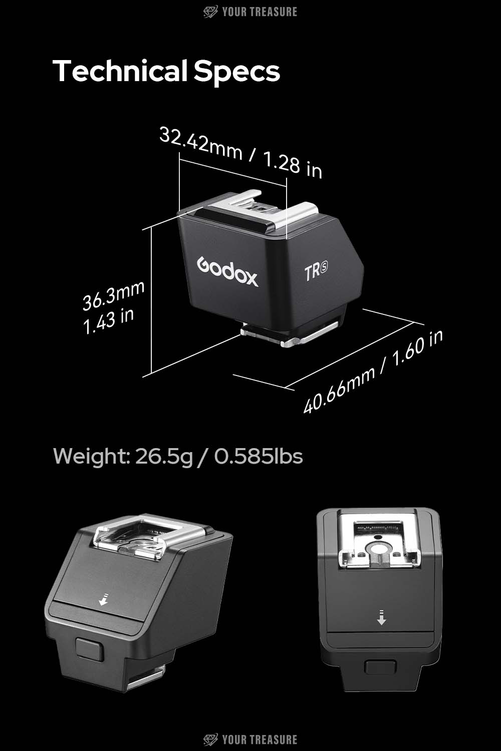 Godox TR ホットシューライザー TR アダプター TTL HSS 対応 0~90度角度調整対応