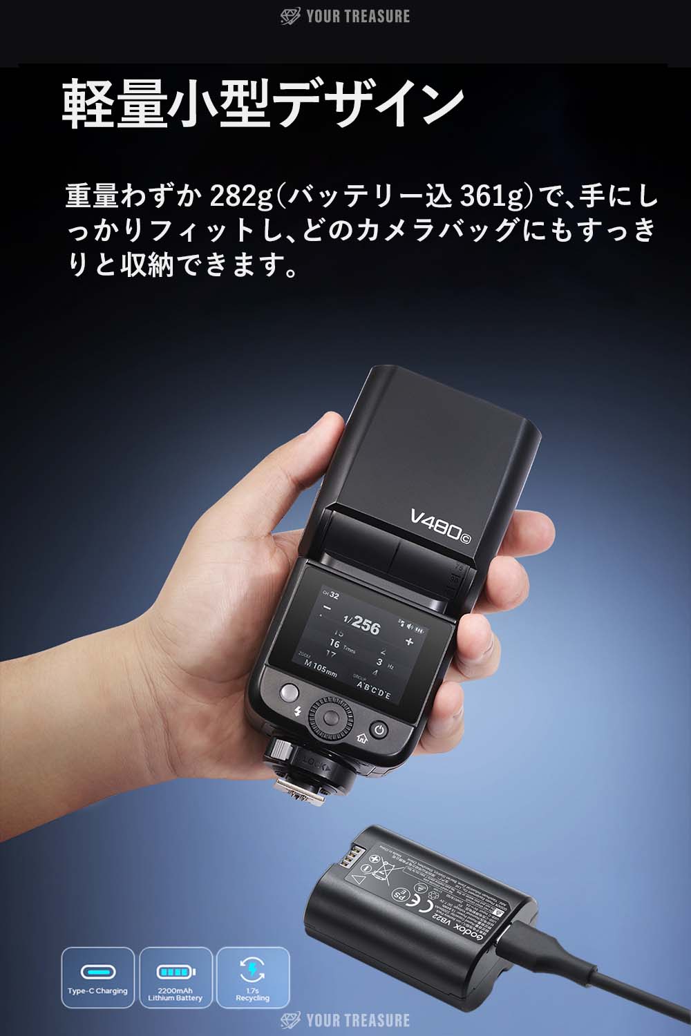 Godox V480S V480 for SONY ソニー対応 ストロボ フラッシュ GN50 TTL HSS リチウムバッテリー タッチスクリーン
