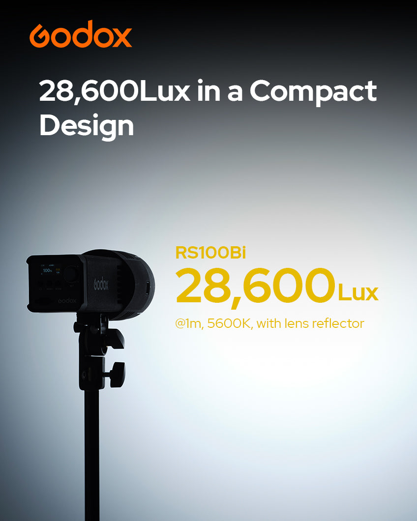 Godox RS100Bi LEDビデオライト Biカラー 2800K-6500K バッテリー内蔵