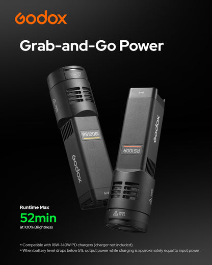 Godox RS100Bi LEDビデオライト Biカラー 2800K-6500K バッテリー内蔵