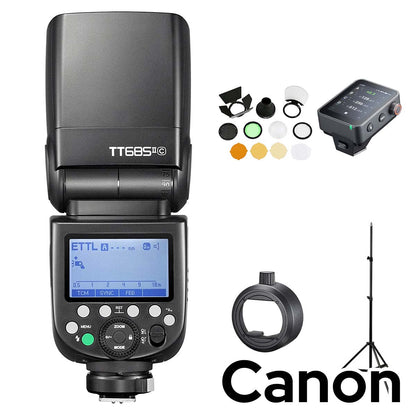 【スターターキットC】Godox TT685IIC TT685II-C Canon キャノン対応 GN60 TTL HSS 1/8000s TCM ストロボ スピードライト【S-R2, AK-R1, Stand302,X3Pro-C 付】