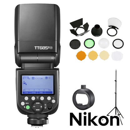 【スターターキットB】Godox TT685IIN TT685II-N Nikon ニコン対応 GN60 TTL HSS 1/8000s TCM ストロボ スピードライト【S-R2, AK-R1, Stand 302 付】