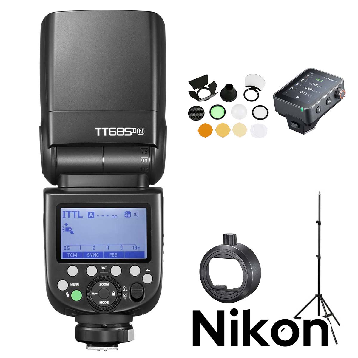 【スターターキットC】Godox TT685IIN TT685II-N Nikon ニコン対応 GN60 TTL HSS 1/8000s TCM ストロボ スピードライト【S-R2, AK-R1, Stand 302, X3Pro-C 付】