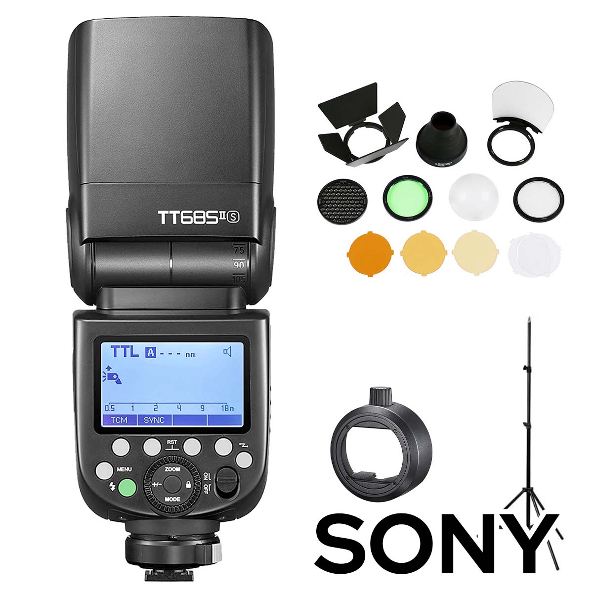 【スターターキットB】Godox TT685IIS TT685II-S SONY ソニー対応 GN60 TTL HSS 1/8000s TCM ストロボ スピードライト【S-R2, AK-R1, Stand302 付】