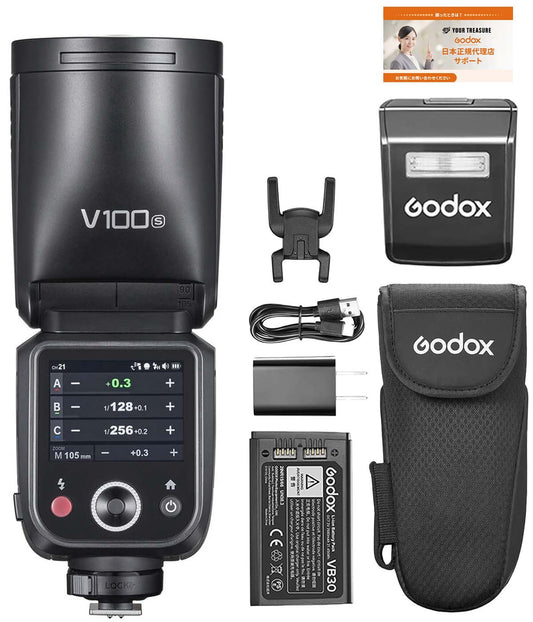 Godox V100 V100-S for SONY TTL リチウムイオン ラウンドヘッド フラッシュ 100W リサイクルタイム1.7秒 400回フルパワー 2.4G 【日本語説明書/技適マーク】