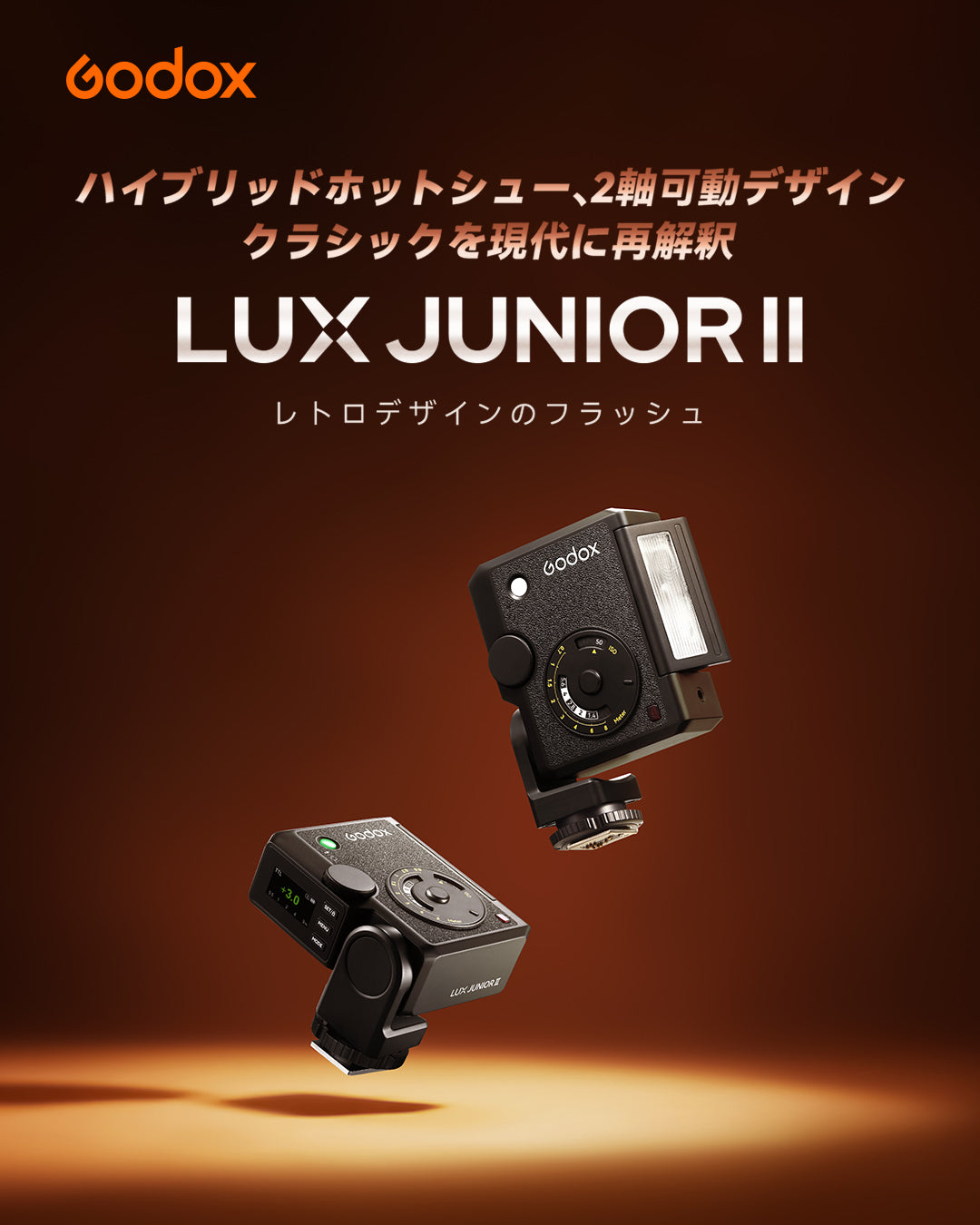 Godox Lux Junior II レトロカメラフラッシュ TTL HSS 2.4GHzワイヤレス GN18 バウンス対応