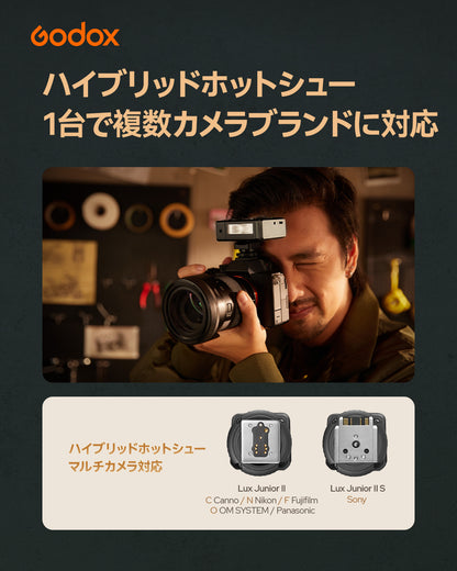 Godox Lux Junior II レトロカメラフラッシュ TTL HSS 2.4GHzワイヤレス GN18 バウンス対応
