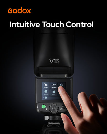 Godox V1mid-F V1 mid for Fujifilm 富士フィルム対応 ラウンドヘッド ストロボ フラッシュ 55Ws TTL HSS USB-C対応リチウムバッテリー タッチスクリーン 2Wモデリングランプ Godox Optical System