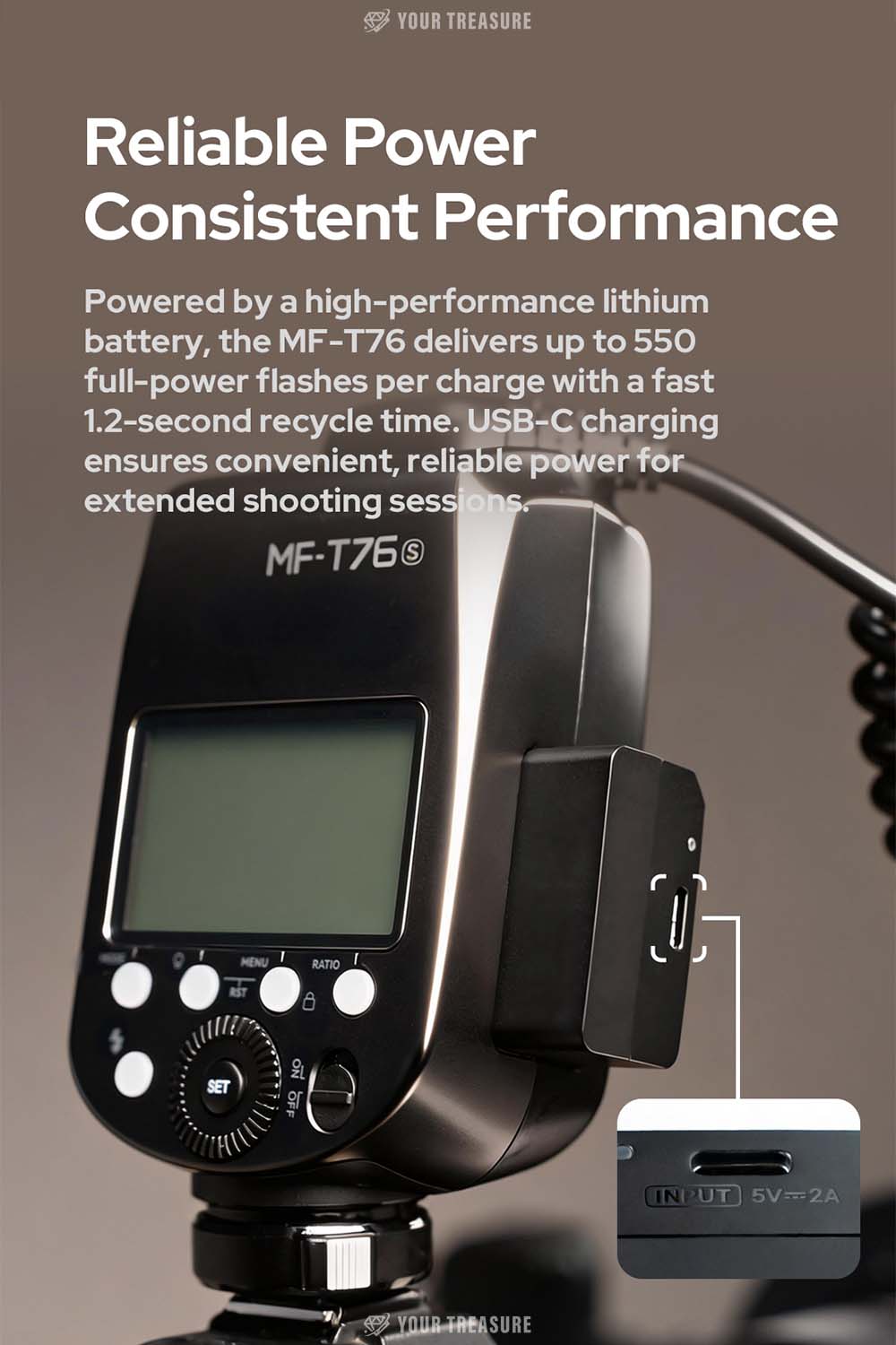 Godox MF-T76 マクロツインフラッシュ ストロボ TTL 76Ws GN22.4 4800K±300K USB-C充電 2980mAh レンズアダプターリング8個