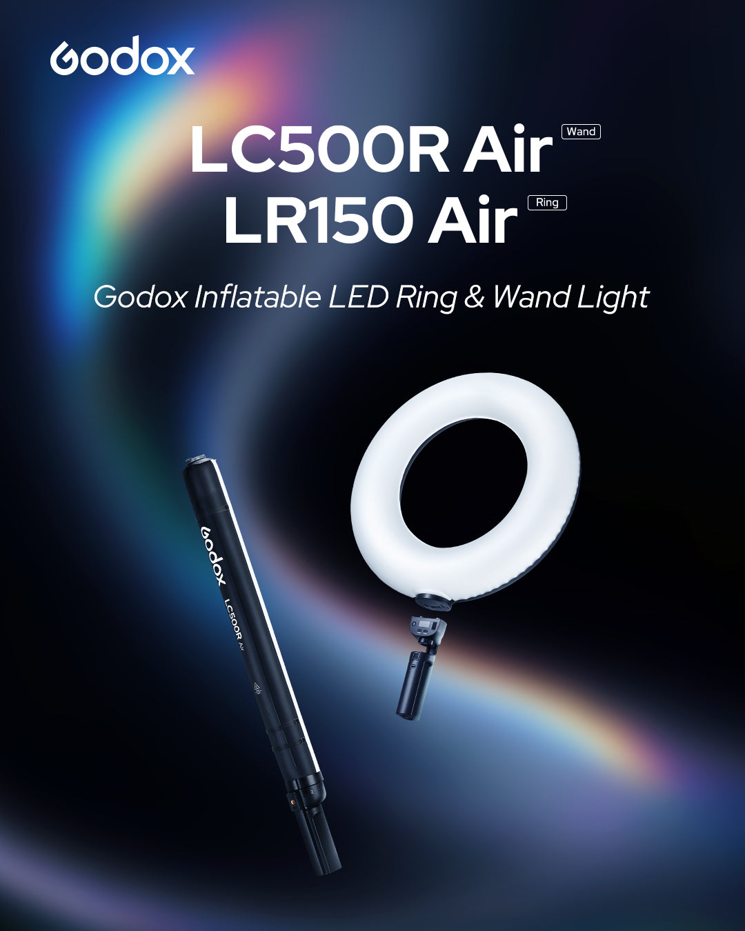Godox LC500R Air RGB LEDライトスティック エアー式ライト 2800K-10000K アプリ操作対応 14種FX搭載 CRI96 TLCI98 バッテリー内蔵 USB-C ハンドヘルド撮影 動画撮影 配信 撮影照明