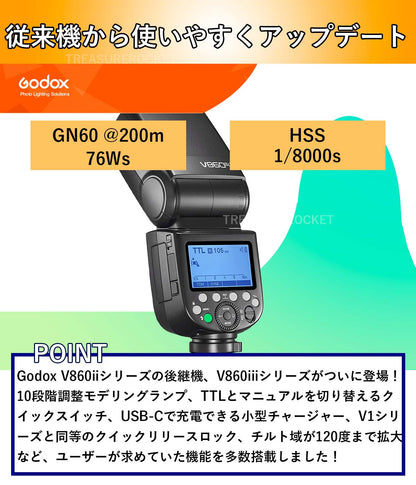 Godox Ving V860IIIS V860III Sony ソニー 対応 76Ws GN60カメラフラッシュ 2.4G 1/8000s HSS TTL